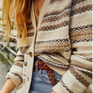 Faherty Women's Fair Isle Striped Cardigan Sweater